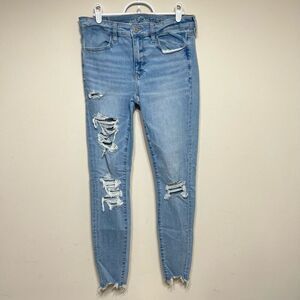 American Eagle Light Wash Distressed Jeggings Skinny Jeans 6